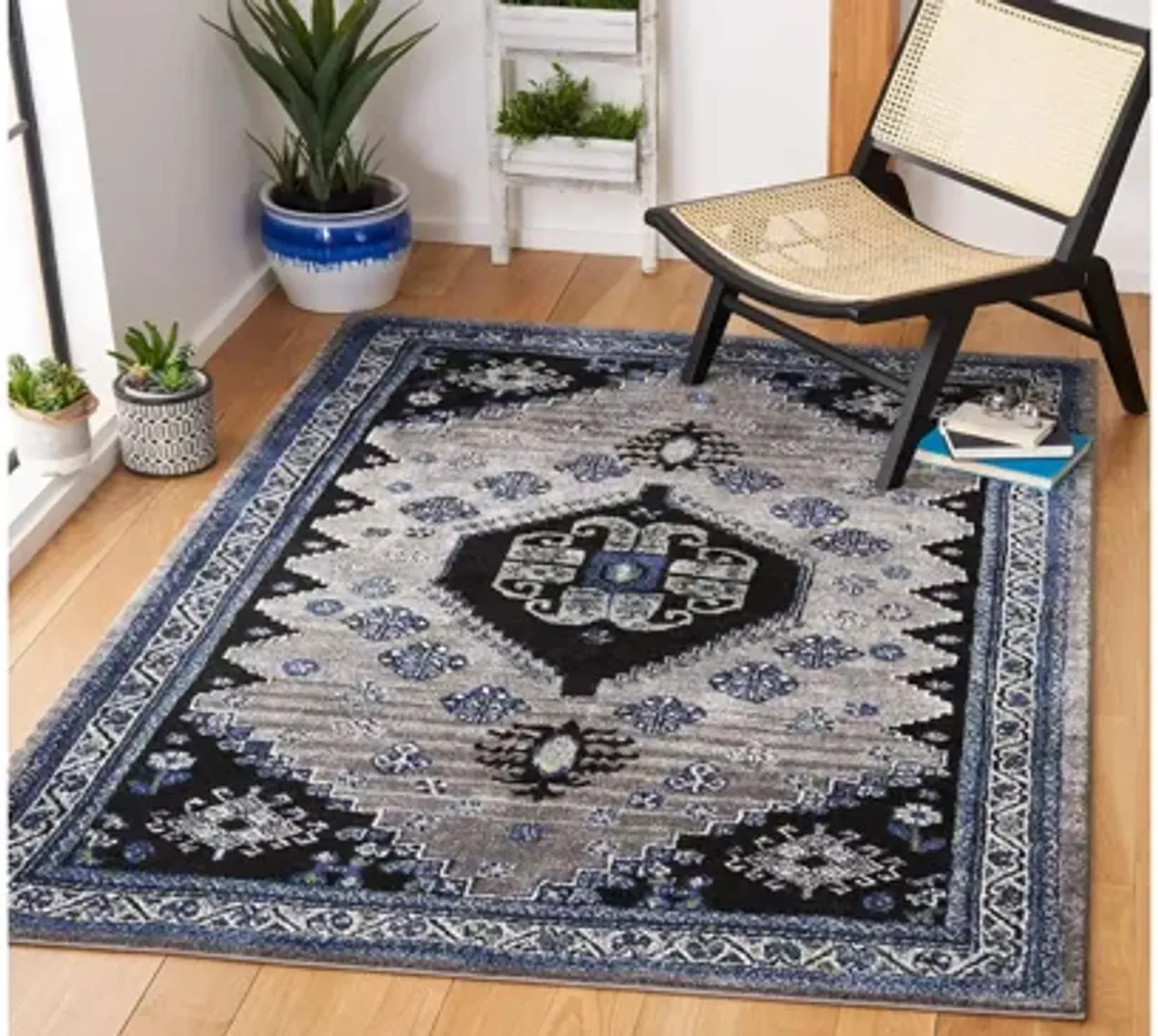 Medes Blue Area Rug Square