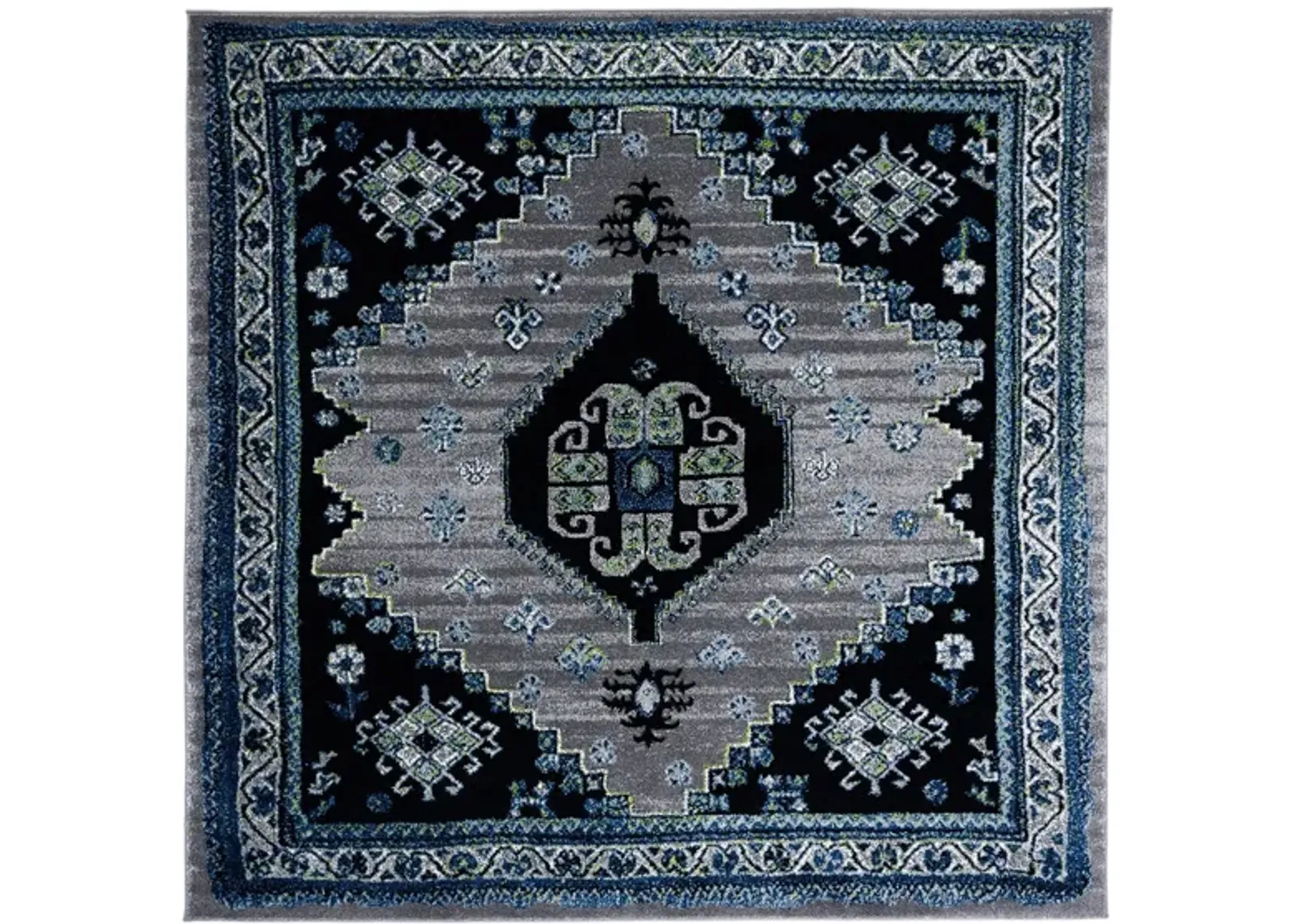 Medes Blue Area Rug Square in Blue & Black by Safavieh