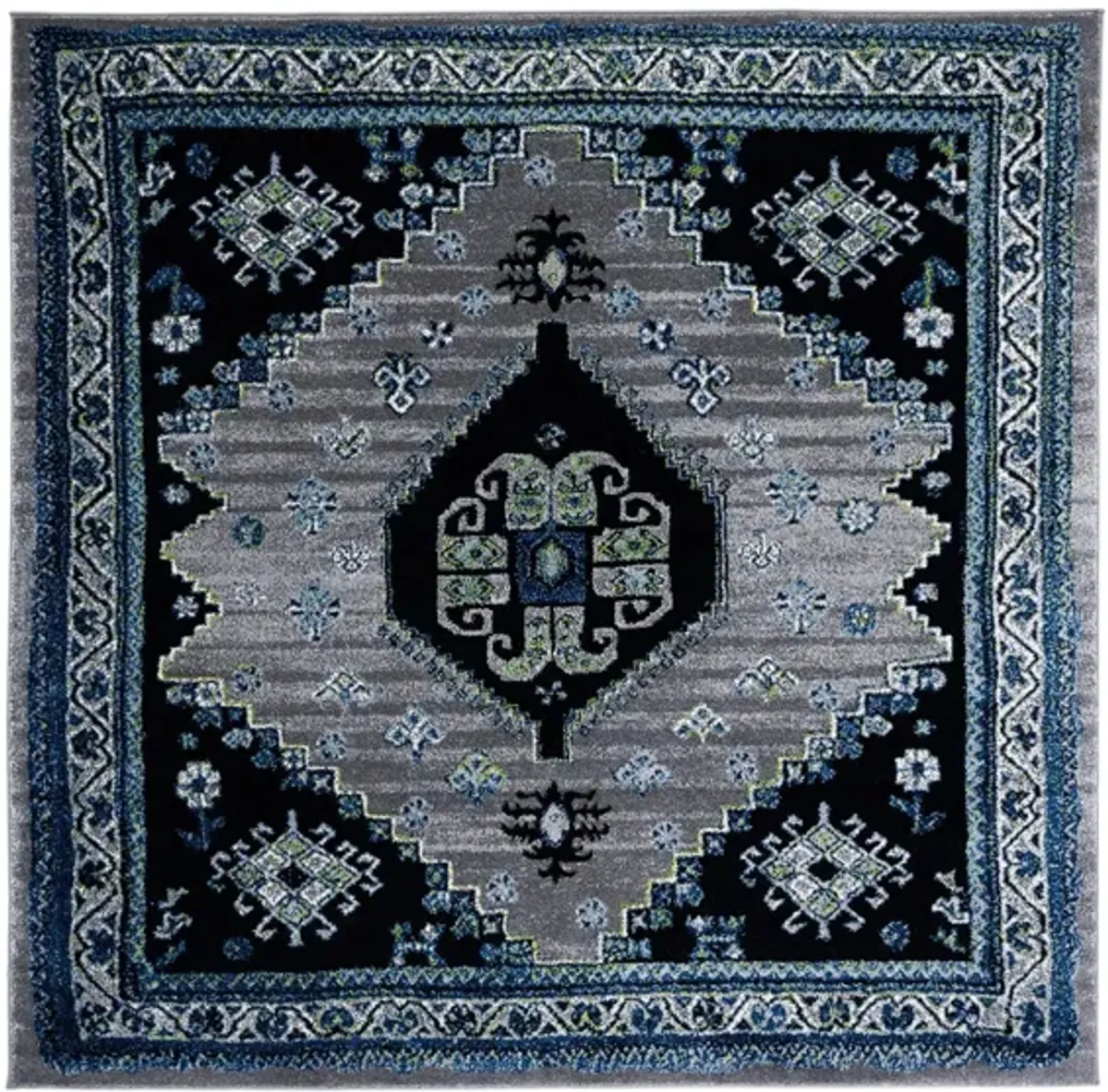 Medes Blue Area Rug Square in Blue & Black by Safavieh