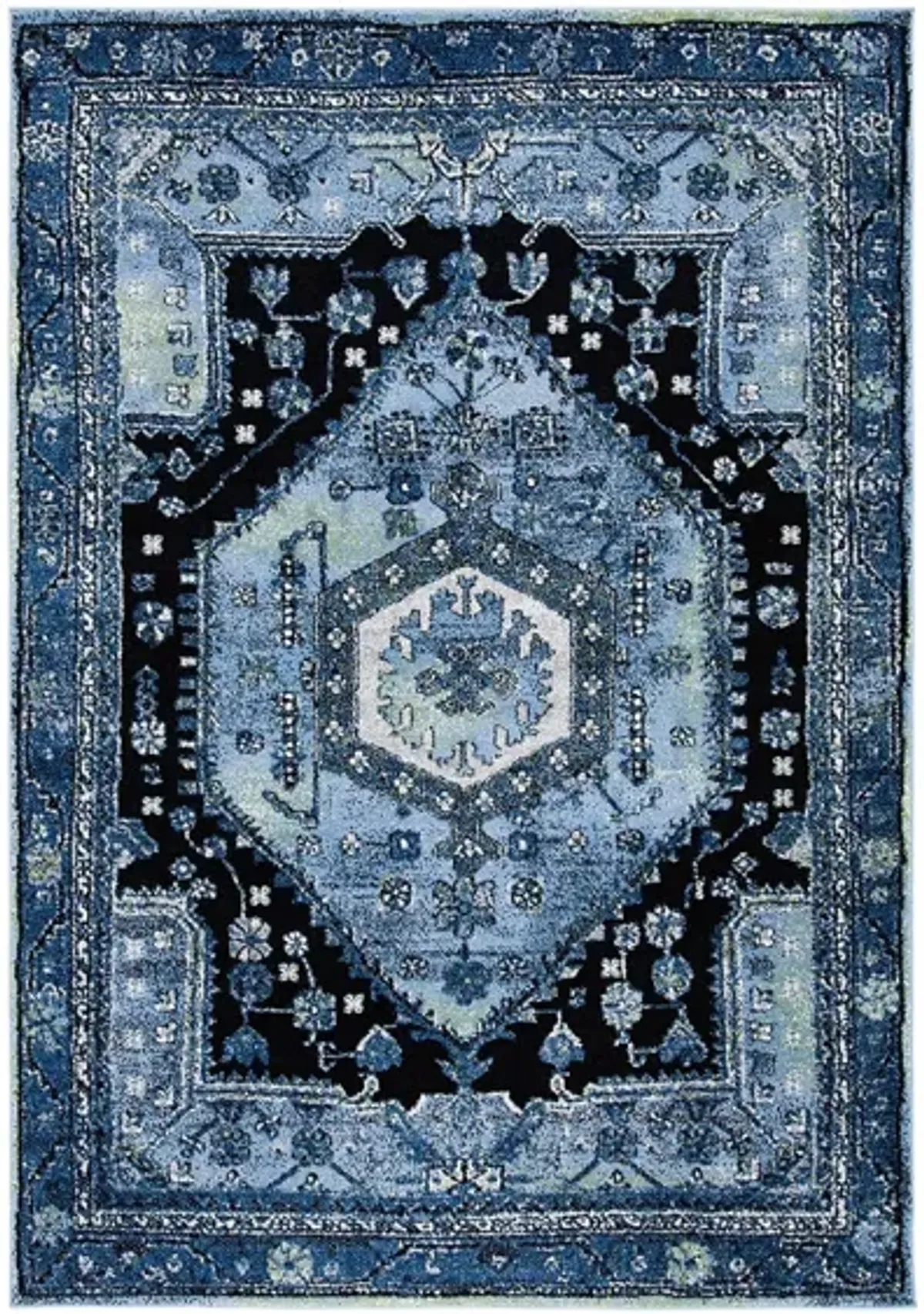 Hamadan Light Blue Area Rug in Light Blue & Black by Safavieh