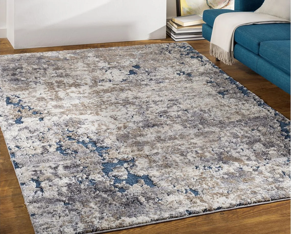 Tuscany Pisa Rug in Denim, Medium Gray, Black, Ivory, Charcoal, Tan, Beige, Dark Blue by Surya