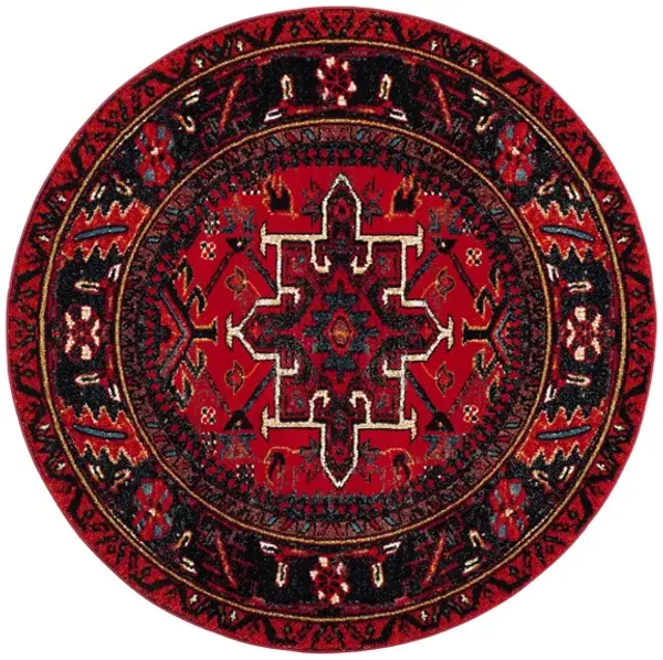 Darius Red Area Rug Round