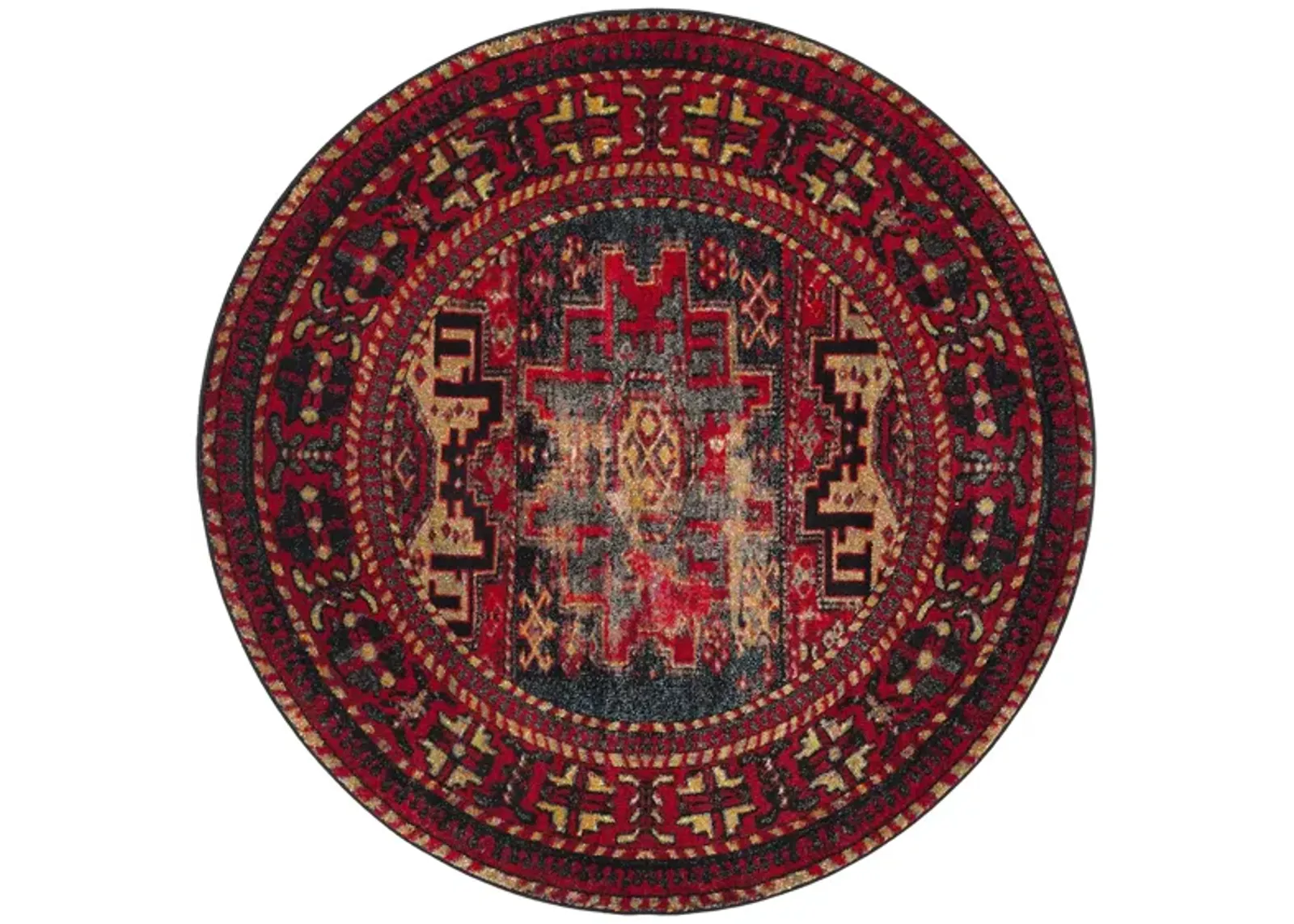 Zagros Red Area Rug Round in Red by Safavieh