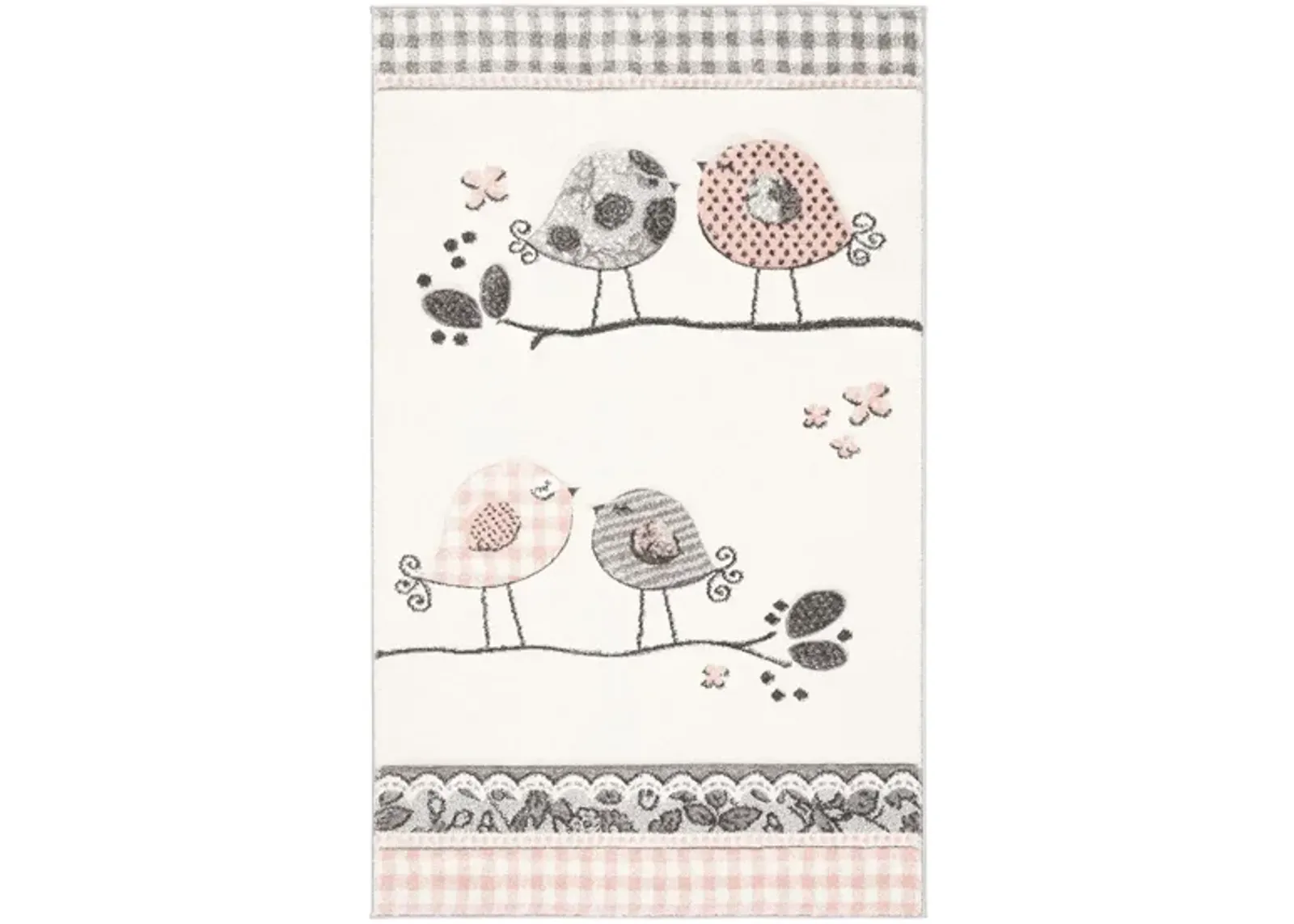 Carousel Birds Kids Area Rug in Pink & Ivory by Safavieh