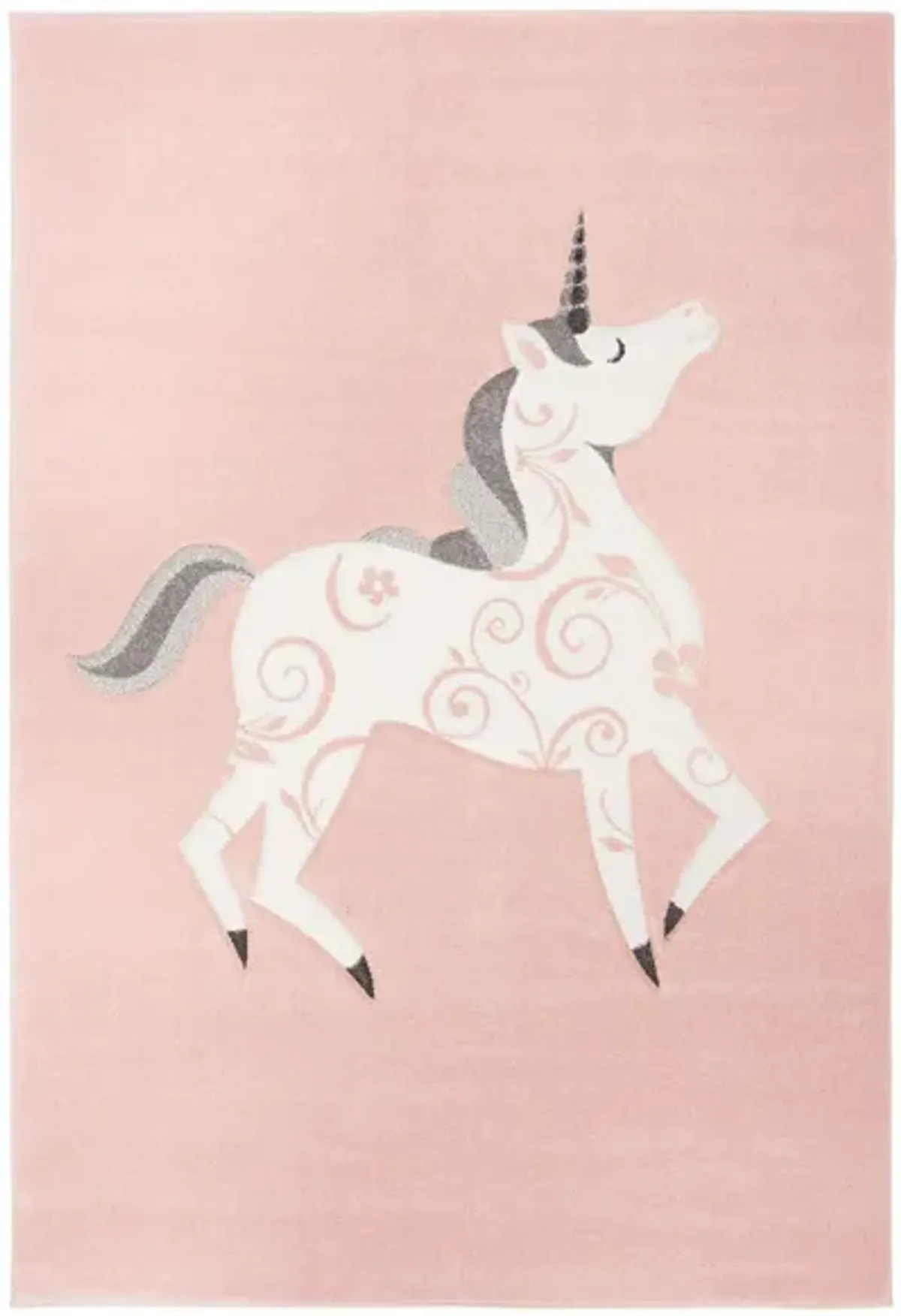 Carousel Unicorn Kids Area Rug in Pink & Ivory by Safavieh