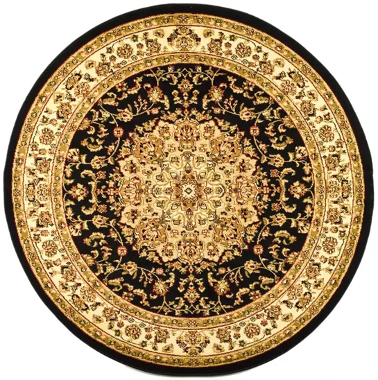 Fareham Area Rug Round in Black / Ivory by Safavieh