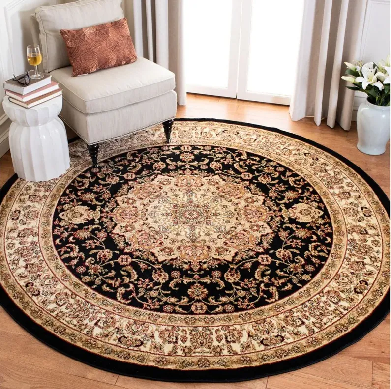 Fareham Area Rug Round in Black / Ivory by Safavieh