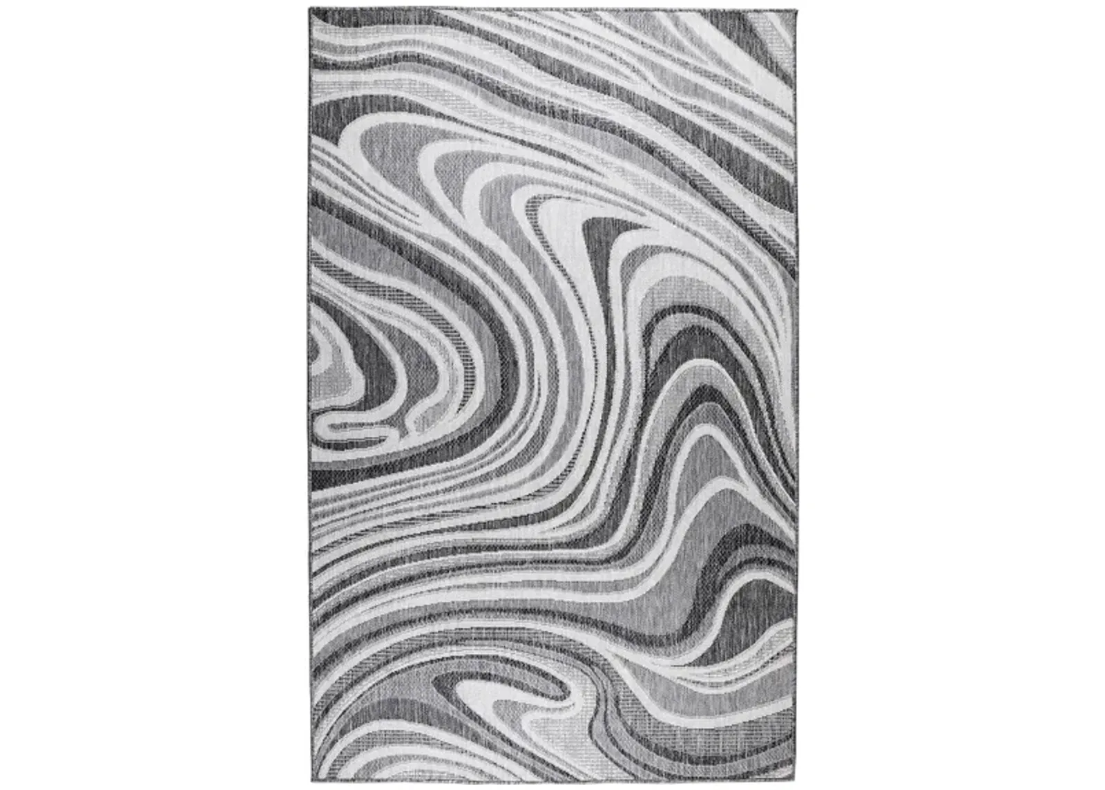 Liora Manne Malibu Waves Indoor/Outdoor Area Rug Round in Charcoal by Trans-Ocean Import Co Inc