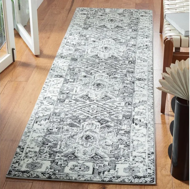 Darius Grey Runner Rug in Grey & Ivory by Safavieh