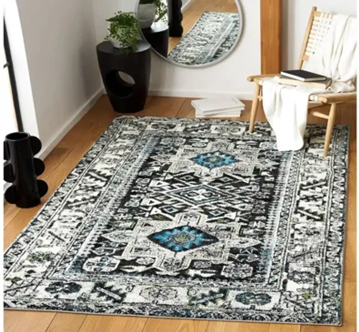 Darius Dark Grey Area Rug Square