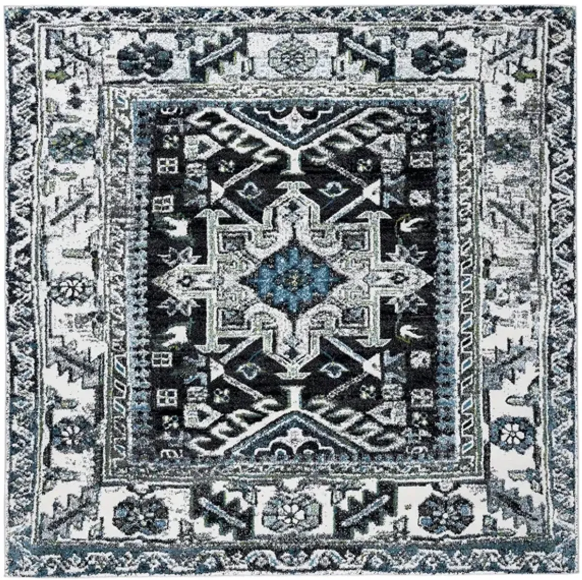 Darius Dark Grey Area Rug Square in Dark Grey & Ivory by Safavieh