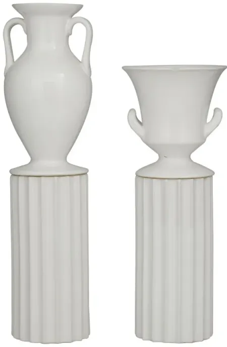 Ivy Collection Taeyang Vase Set of 2 in White by UMA Enterprises