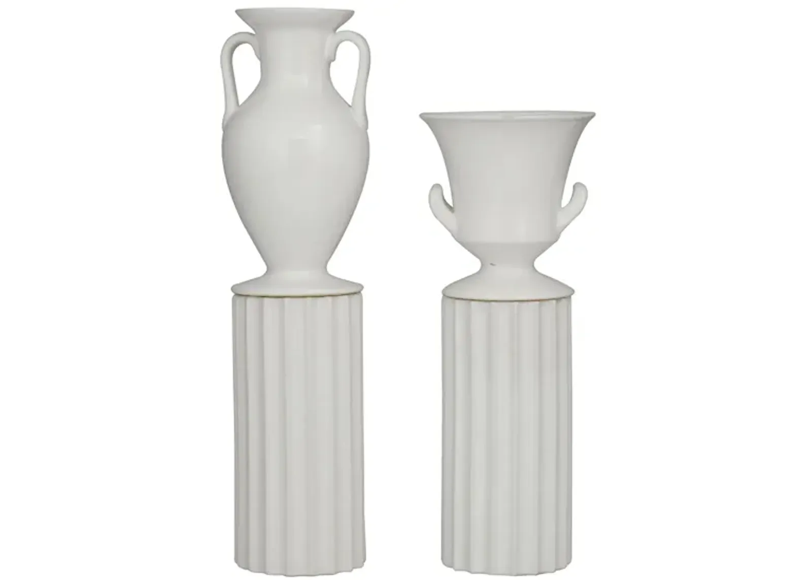 Ivy Collection Taeyang Vase Set of 2 in White by UMA Enterprises