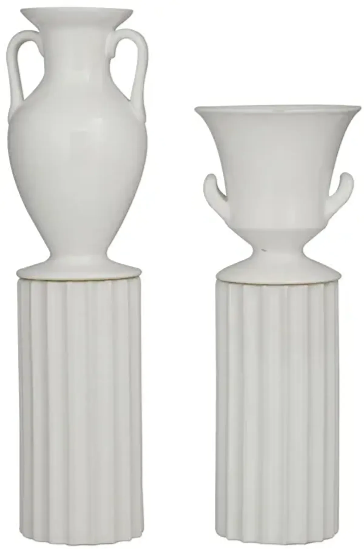 Ivy Collection Taeyang Vase Set of 2 in White by UMA Enterprises