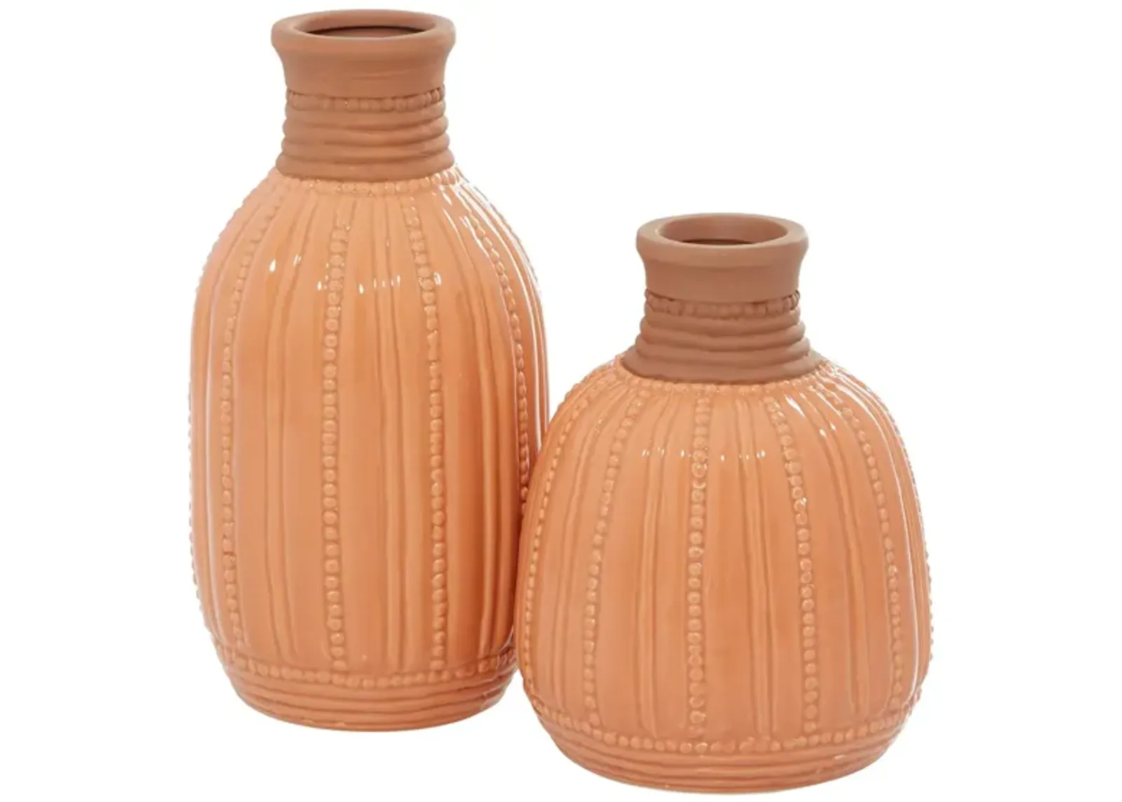 Ivy Collection Rockabilly Vase Set of 2 in Peach by UMA Enterprises