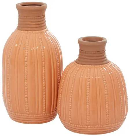 Ivy Collection Rockabilly Vase Set of 2 in Peach by UMA Enterprises