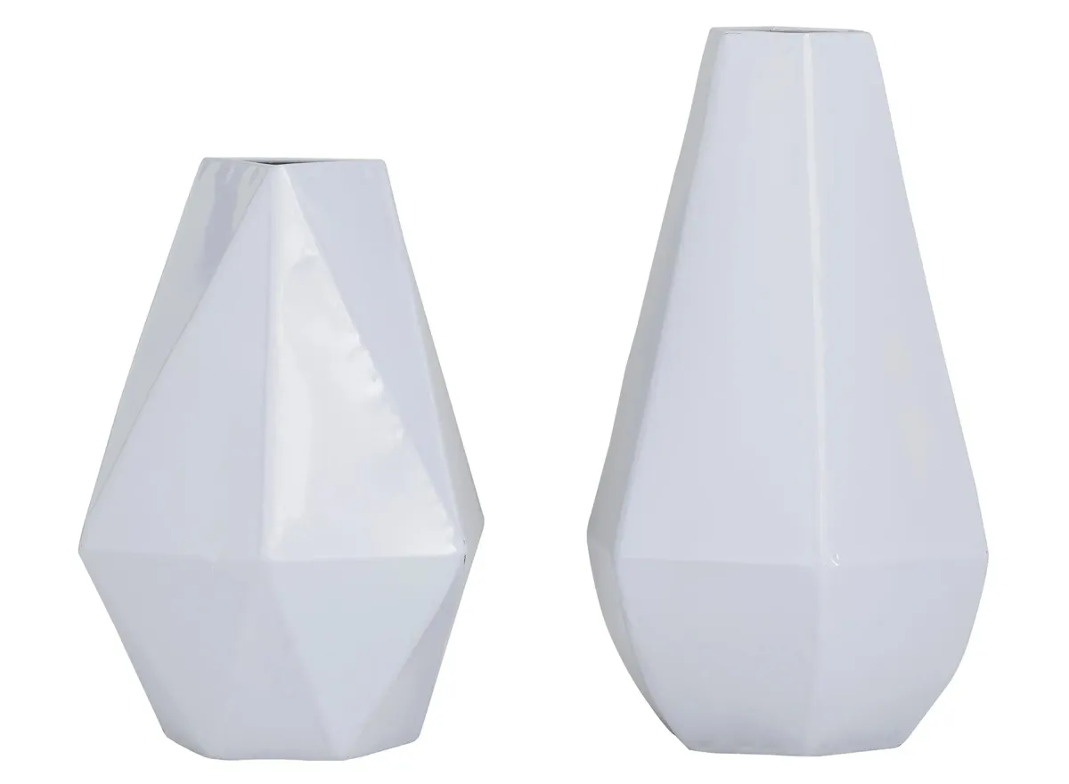 Ivy Collection Maru Vase Set of 2 in White by UMA Enterprises