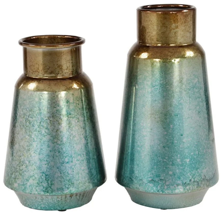 Ivy Collection Denka Vase Set of 2 in Turquoise by UMA Enterprises