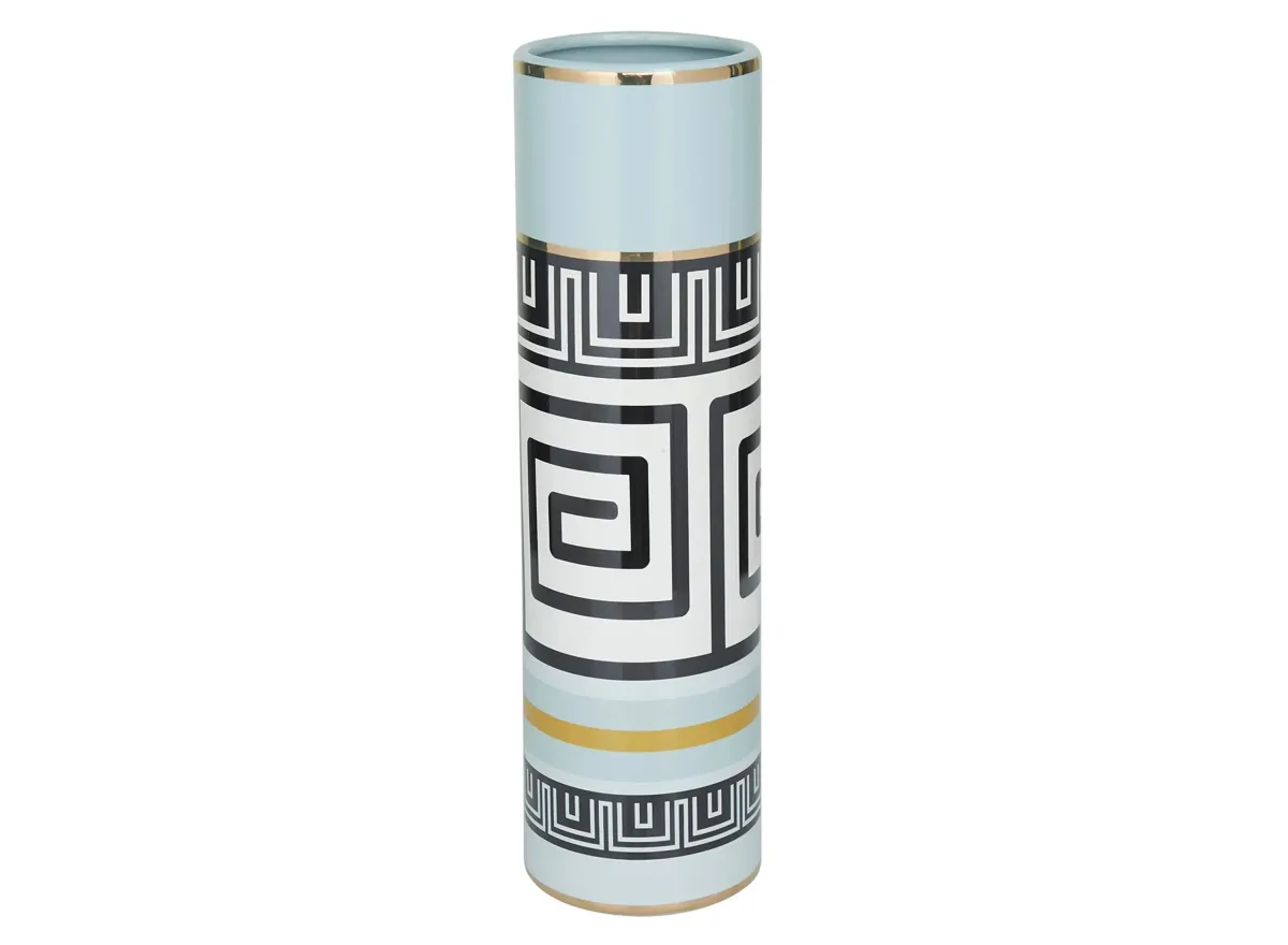 Ivy Collection Marketplace Vase in Teal/White/Black by UMA Enterprises