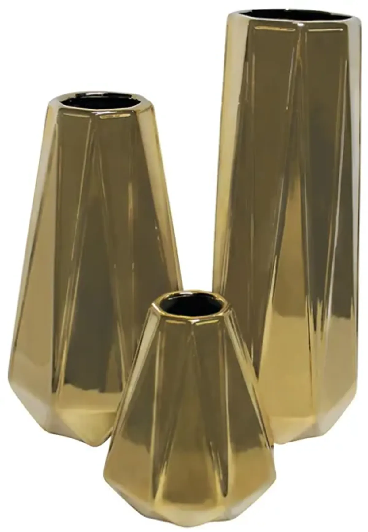 Ivy Collection Gold Ceramic Glam Vase Set of 3