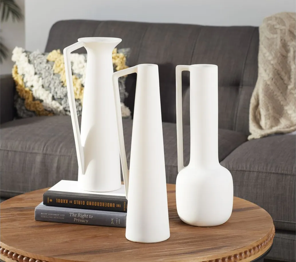 Ivy Collection Glythia Vase Set of 3 in White by UMA Enterprises