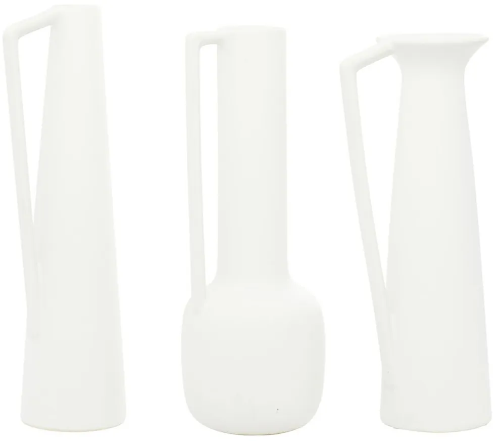 Ivy Collection Glythia Vase Set of 3 in White by UMA Enterprises