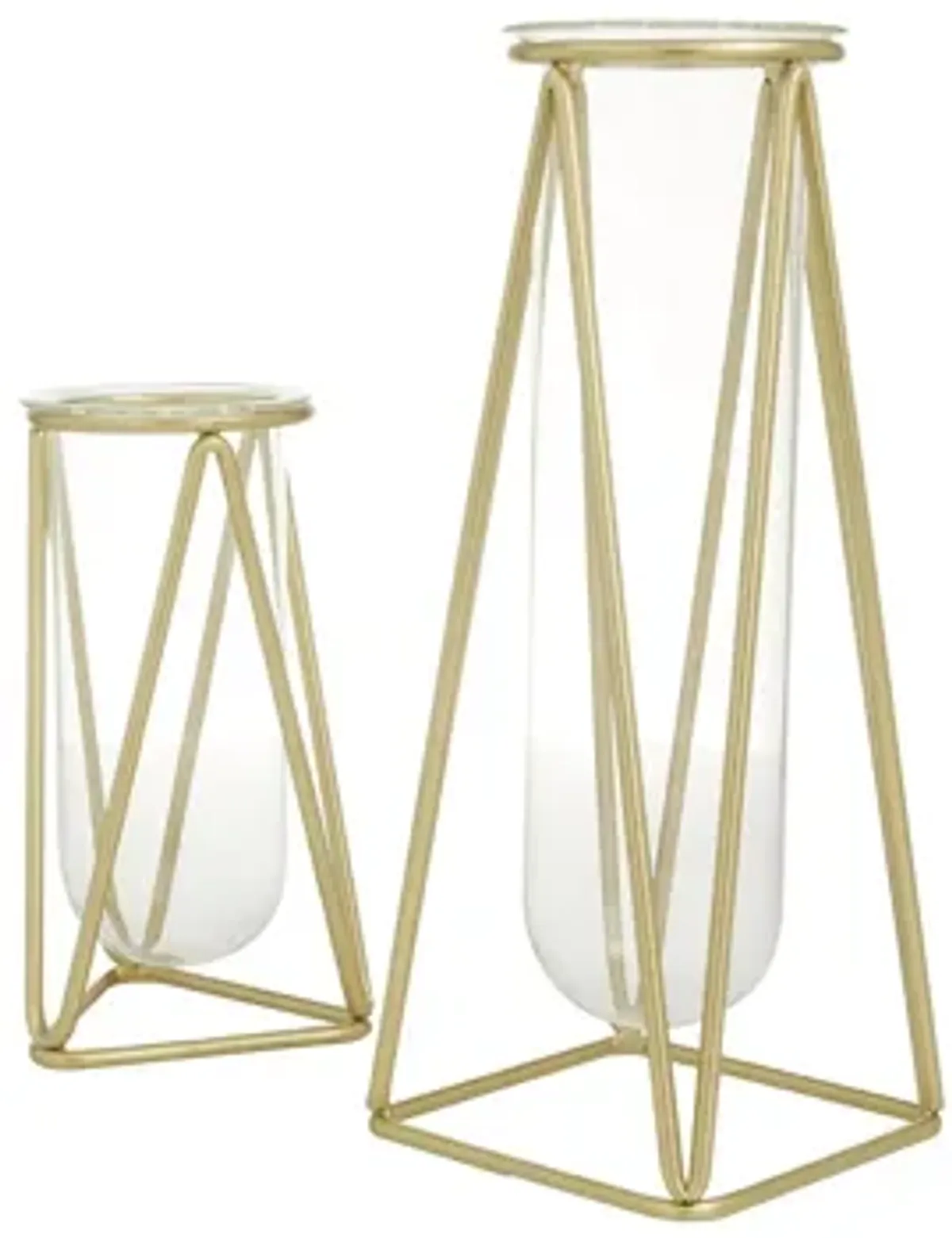 Ivy Collection Gold Metal Modern Vase Set of 2