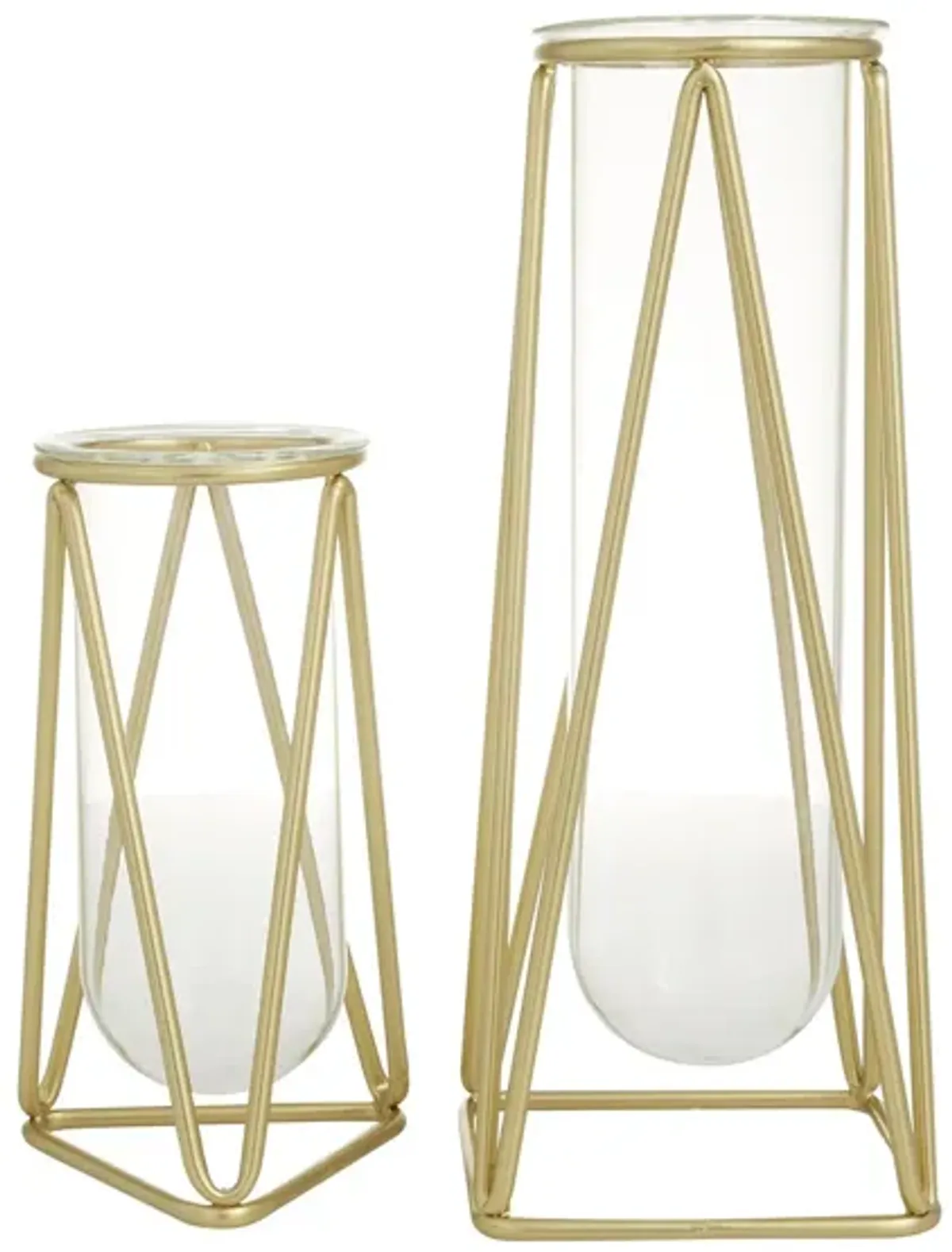 Ivy Collection Gold Metal Modern Vase Set of 2