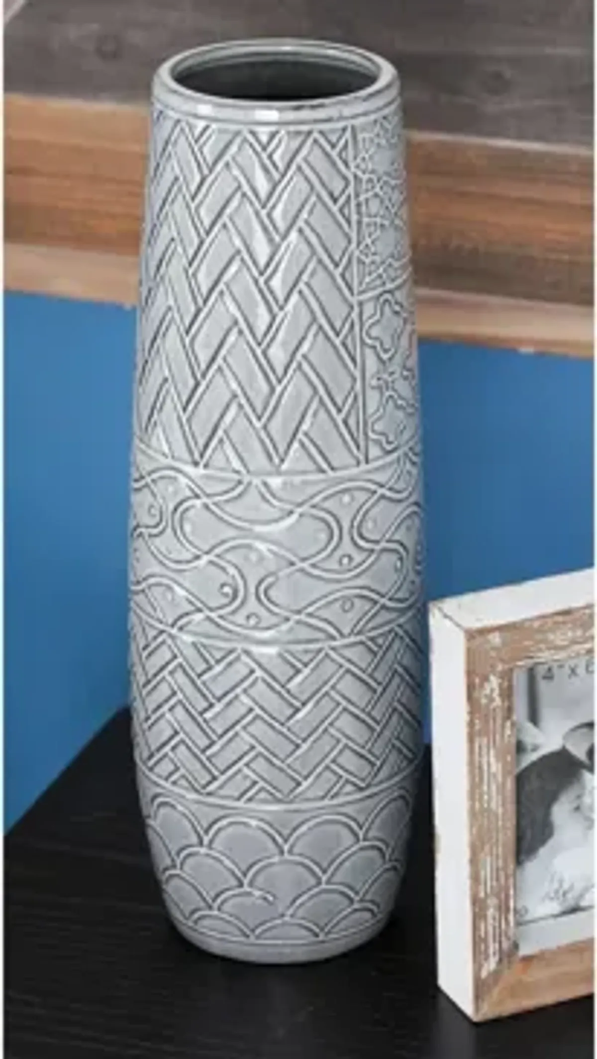 Ivy Collection Grey Ceramic Eclectic Vase