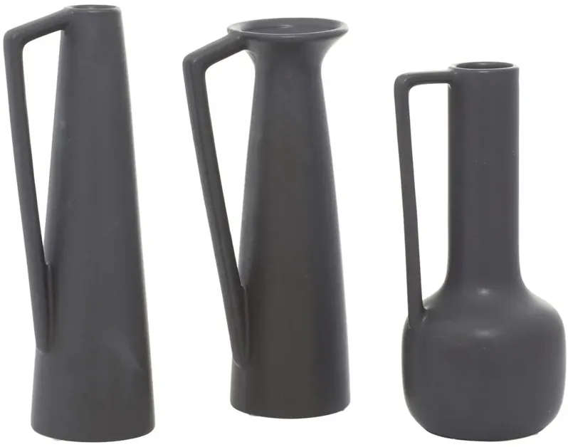 Ivy Collection Glythia Vase Set of 3 in Grey by UMA Enterprises