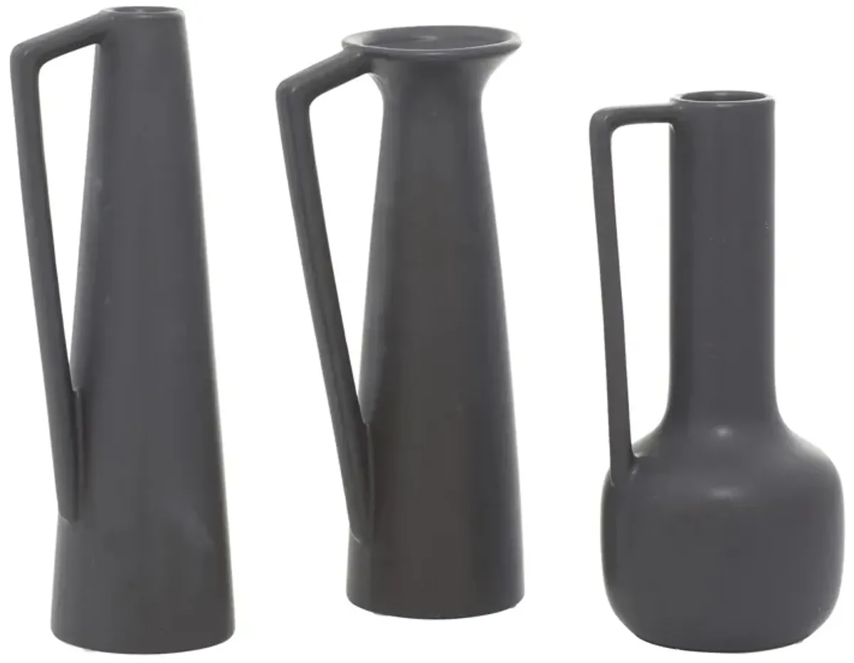 Ivy Collection Glythia Vase Set of 3 in Grey by UMA Enterprises