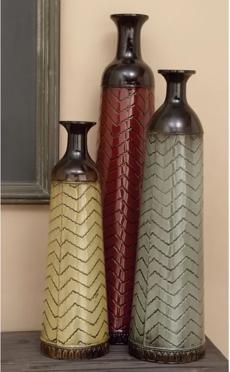 Ivy Collection Kiiro Vase Set of 3 in Multi Colored by UMA Enterprises
