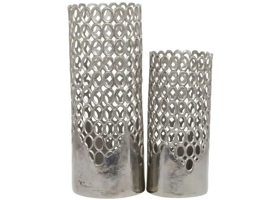 Ivy Collection Rokeclif Vase Set of 2 in Silver by UMA Enterprises