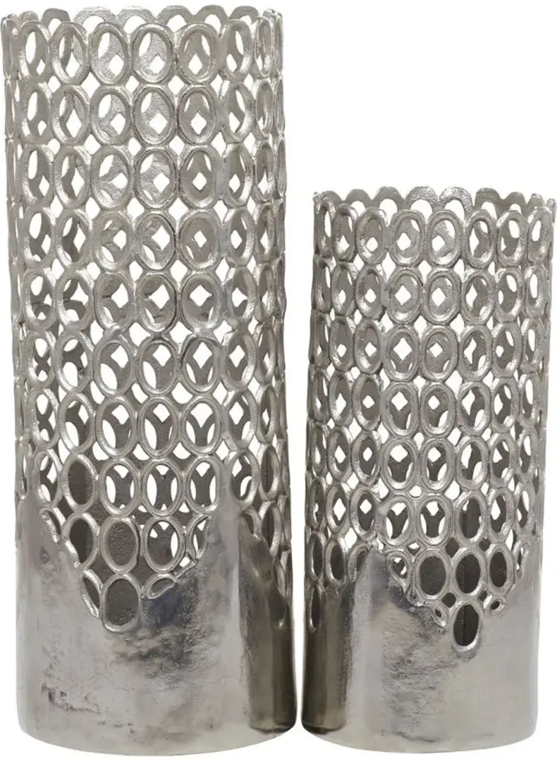 Ivy Collection Rokeclif Vase Set of 2 in Silver by UMA Enterprises