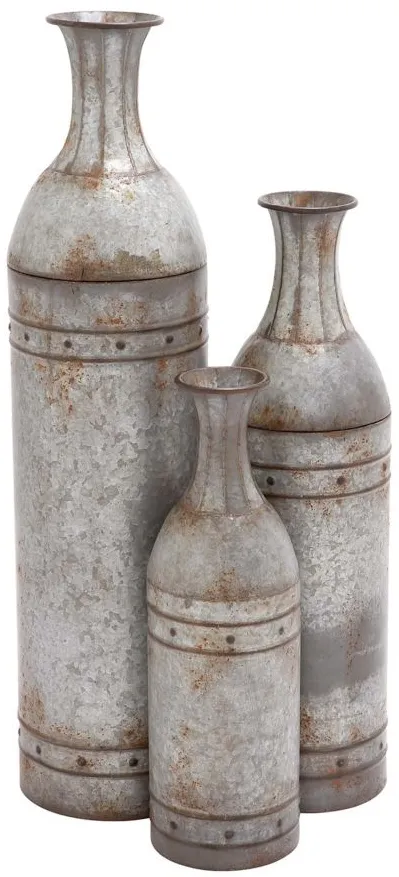 Ivy Collection Gad About Vase Set of 3 in Grey by UMA Enterprises