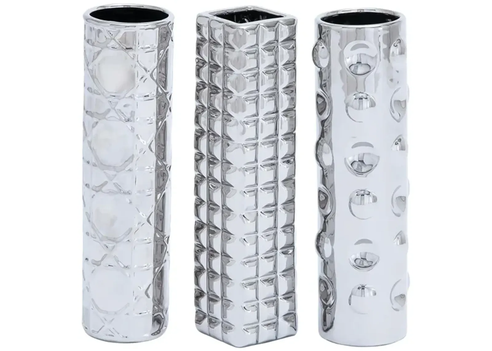 Ivy Collection Ufuoma Vase Set of 3 in Silver by UMA Enterprises