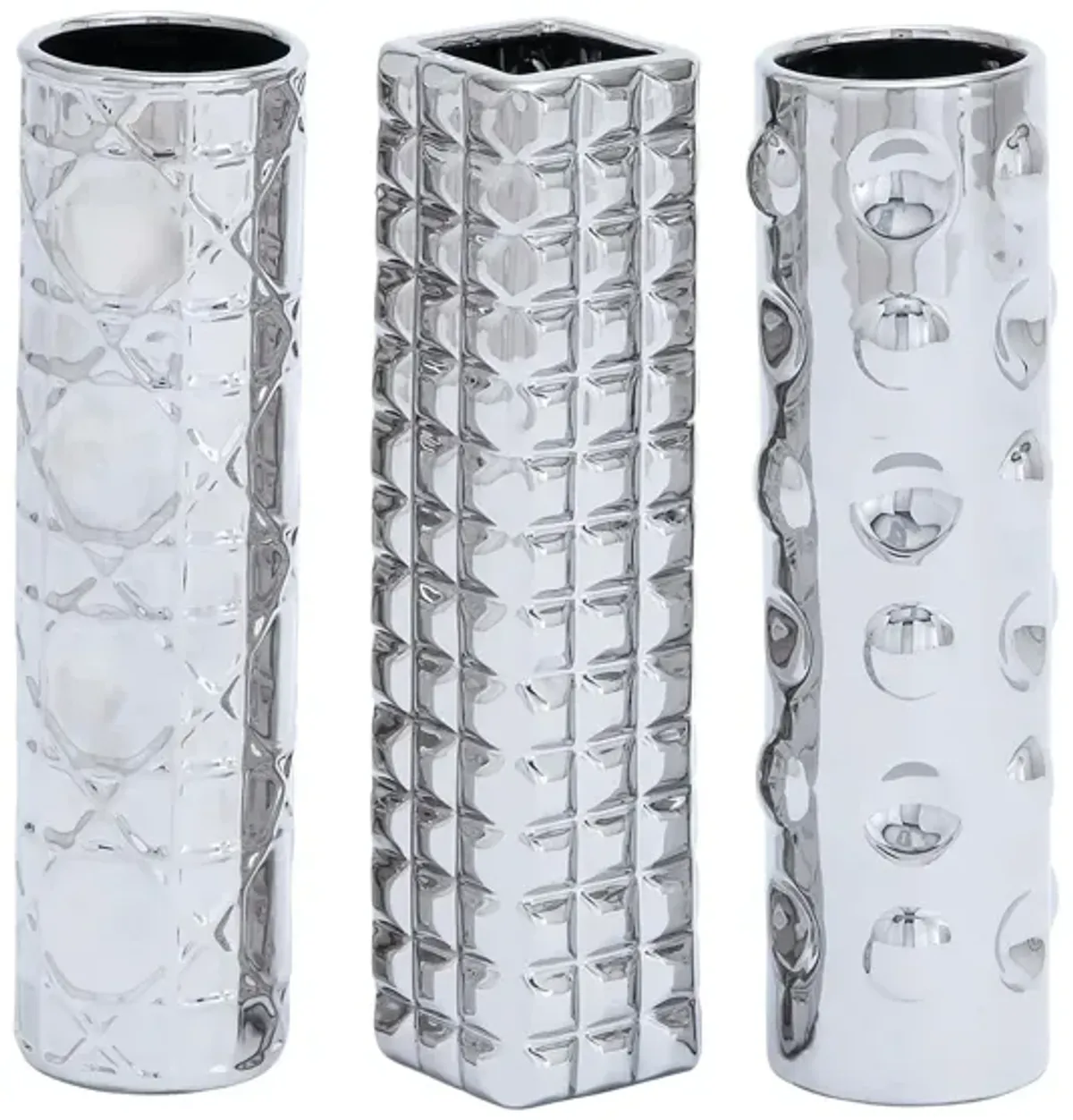 Ivy Collection Ufuoma Vase Set of 3 in Silver by UMA Enterprises