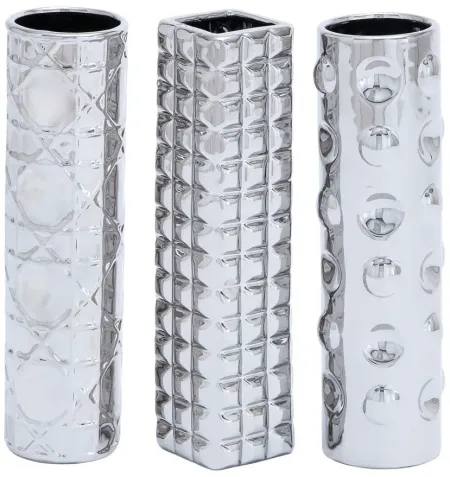 Ivy Collection Ufuoma Vase Set of 3 in Silver by UMA Enterprises