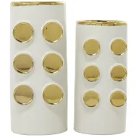Ivy Collection J'Adore Vase Set of 2 in White by UMA Enterprises
