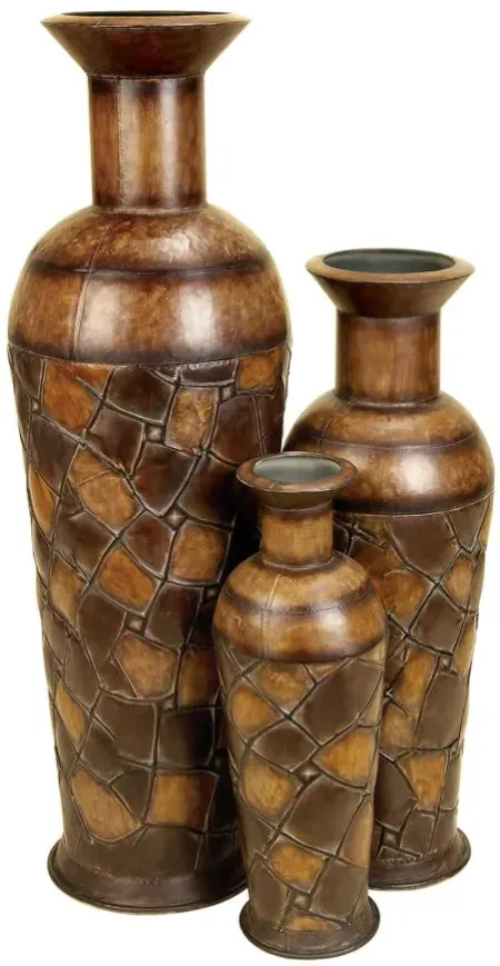 Ivy Collection Zorcist Vase - Set of 3 in Brown by UMA Enterprises