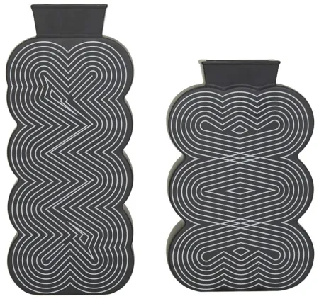 Ivy Collection Smythkepe Vase Set of 2 in Black by UMA Enterprises