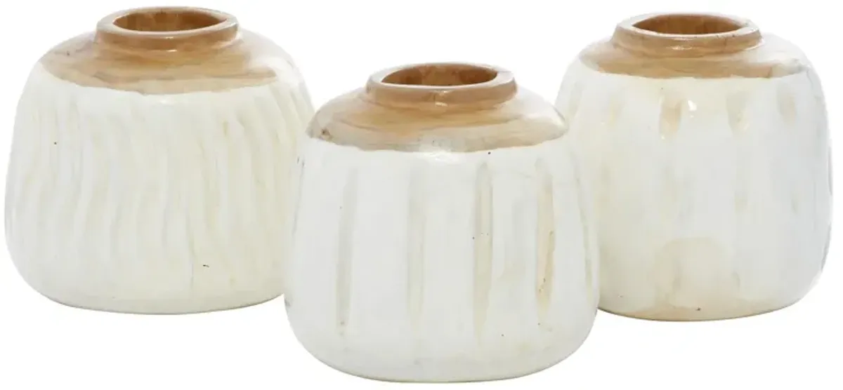 Ivy Collection Bedelia Vase Set of 3 in White by UMA Enterprises