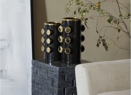 Ivy Collection J'Adore Vase Set of 2 in Black by UMA Enterprises