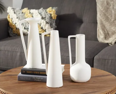 Ivy Collection Glythia Vase Set of 3 in White by UMA Enterprises