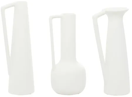 Ivy Collection Glythia Vase Set of 3 in White by UMA Enterprises