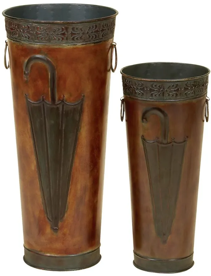 Ivy Collection Boardwalk Vase Set of 2 in Brown by UMA Enterprises