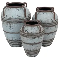 Ivy Collection An Riogh Vase Set of 3 in Blue by UMA Enterprises