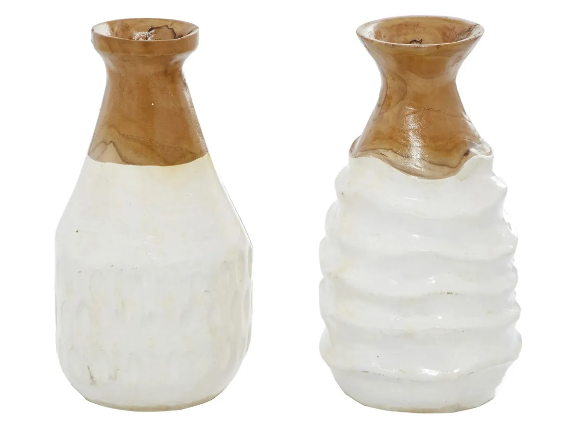 Ivy Collection Natural Wonderland Vase Set of 2 in White by UMA Enterprises