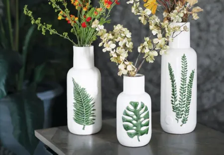 Ivy Collection Ingalls Vase Set of 3 in White by UMA Enterprises