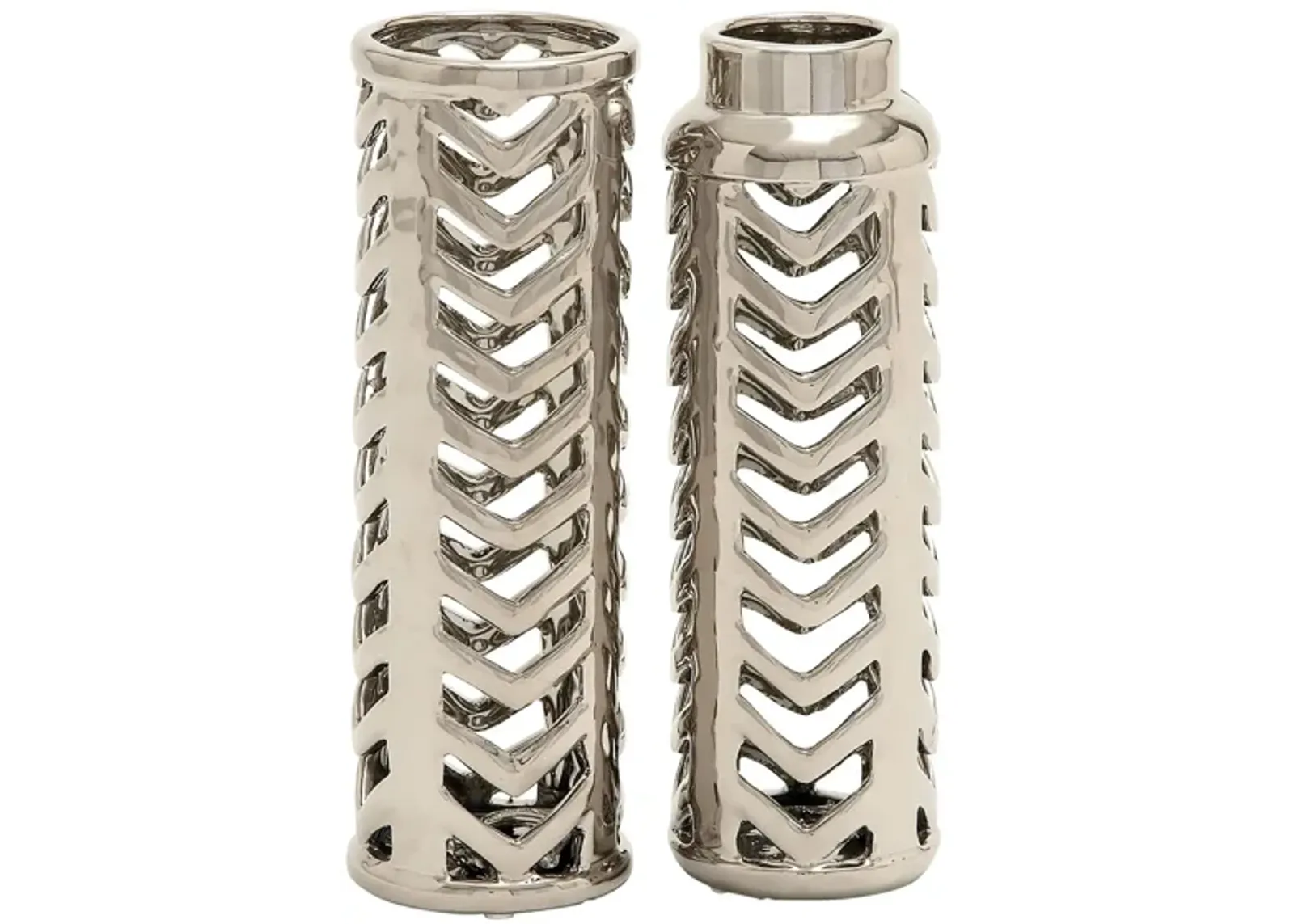 Ivy Collection Polderslot Vase Set of 2 in Silver by UMA Enterprises